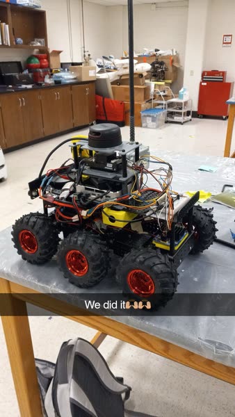 Final autonomous land rover vehicle with sensors and electronics mounted